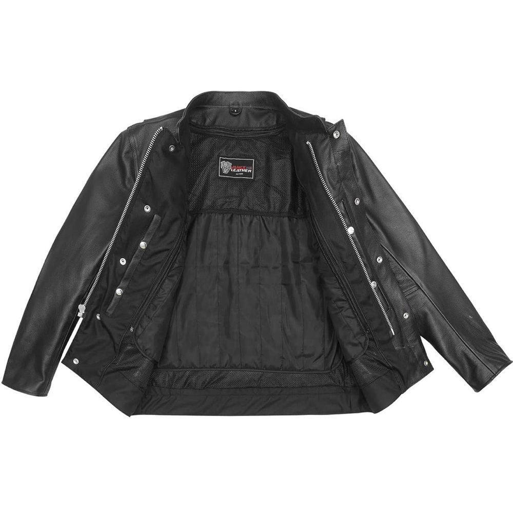 NWOT Men's Black Conceal Carry Leather Motorcycle Jacket - Picture 5 of 16